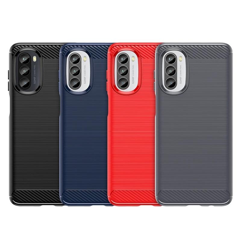 Ударопрочный чехол для телефона Motorola G52 Moto G82 5G Роскошный силиконовый чехол для moto g71s Мягкие чехлы из углеродного волокна