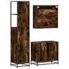 3 Piece Bathroom Furniture Set Smoked Oak Wood Based Material