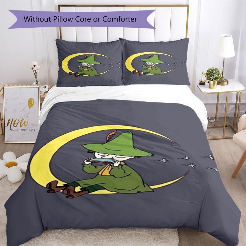 3pcs Snufkin Bedding Set Duvet Cover Closure Includes 1 Duvet Cover & 2 Pillowcases, Soft and Comfortable for All Seasons.