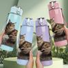 1PC Cat Lying In Basket Print 750ml Color Plastic Sports Water Bottle Leakproof Flip Straw Lid Suitable for Sports Office Home Use