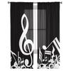 Музыкальная нота, черно-белые прозрачные шторы для гостиной, вуаль, занавеска для спальни, ванной комнаты, тюлевые шторы, оконные шторы