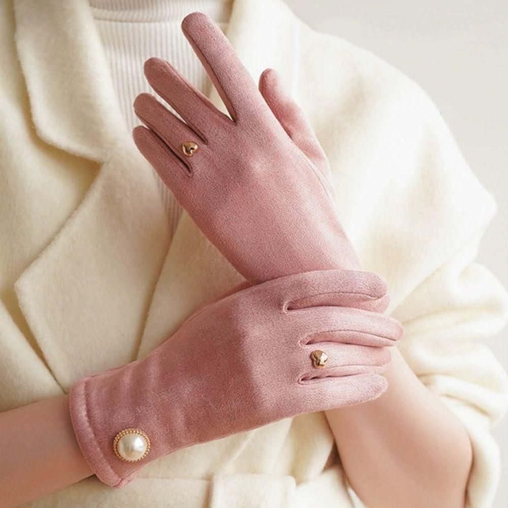 Velvet Women Mittens Pearl Plush Gloves Gift Winter Cycling Gloves Winter