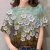 Круглый вырез с короткими рукавами женская летняя цветочная принтовая рубашка с короткими рукавами футболки женские