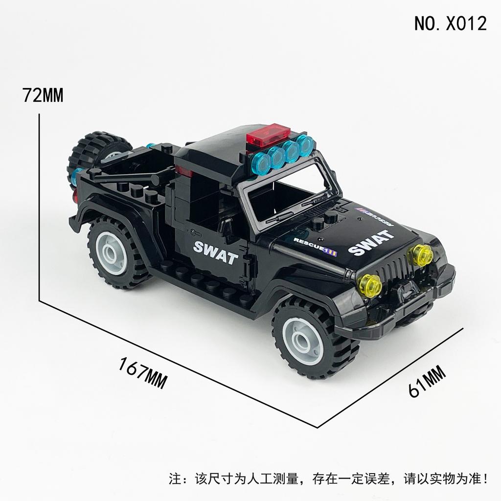Cobra Pickup Truck X012 Small Particle Assembled Building Block Children'S Toys Black Car Model Swat Miniature Accessories