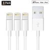 3pcs 1M Charger Cable, Cable for iPhone iPad iPod with Durable Aluminum Connector, Ultra Fast USB Charger Cable - White
