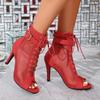 Мода 2025 Новые Благородные Высококачественные Туфли для Джазовых Танцев для Женщин Сексуальные Красные Каблуки Ботильоны Пип-Тоу Молния Сандалии для Танцев в Помещении