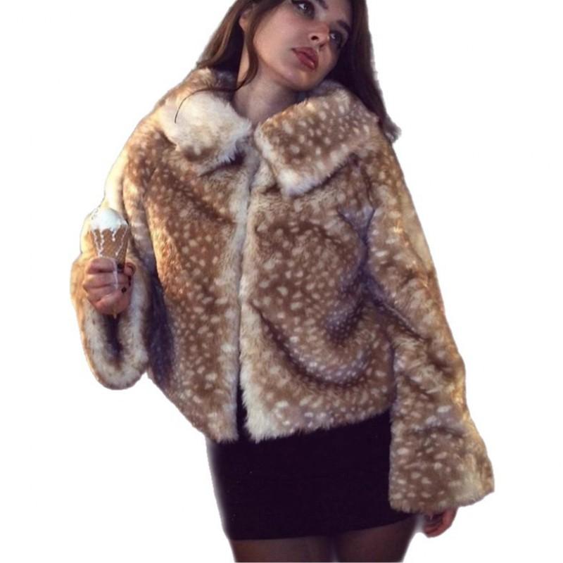 Faux Fur Coat Women Short Animal Print Hoodless Winter 2026 Street Style Leopard Deer Jacket