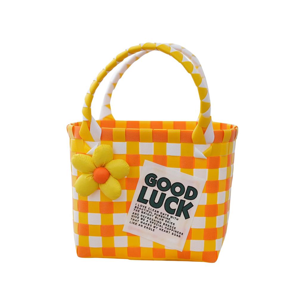 Летняя плетеная корзина Ручная корзина Пляжная сумка для фотографий своими руками Пластиковая плетеная корзина Сувенир Маленькая квадратная корзина для капусты