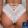 2PCS/Set Woman Panties Sexy Lace Briefs Low-Waist Underwear Hollow Out G String Underpant Embroidery Female Lingerie