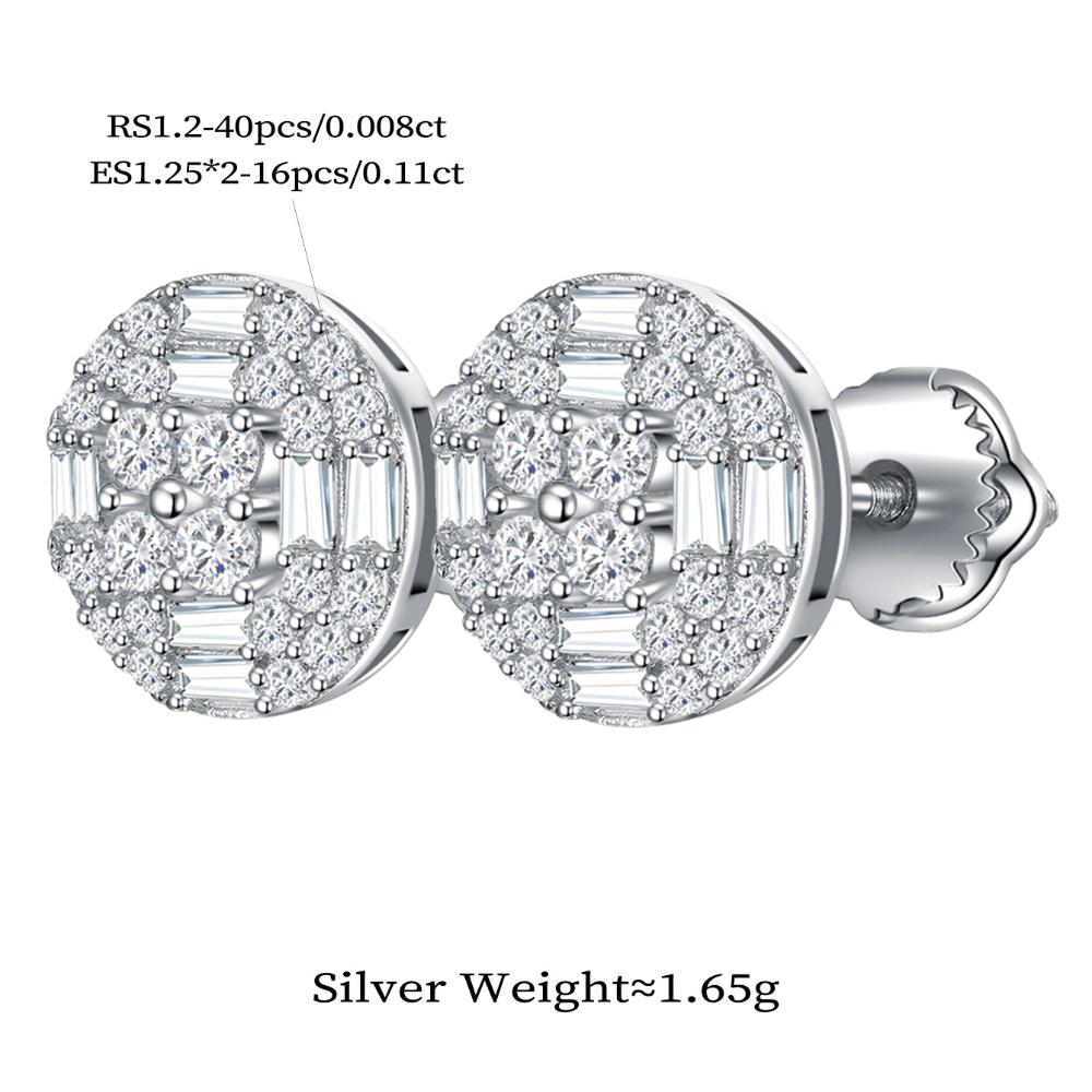 Round Cut Moissanite 925 Silver Stud Earrings 14K White Gold Plated Earring