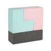 KiddyMoon Soft Foam Cubes Building Blocks 14cm for Children, 9 Pieces, Mix: Light Grey-dark Grey-pink-mint