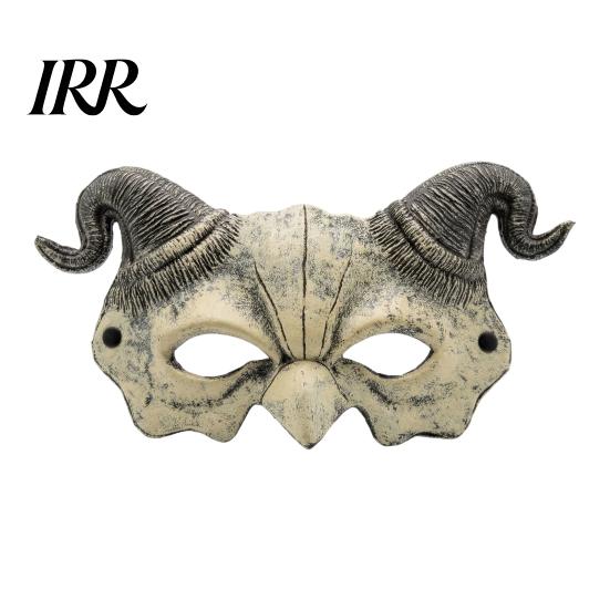 Gothic Cosplay Mask Halloween Ram Horn Demon Mask, Horror Devil Half Face Lightweight Masquerade for Costume Party Vintage