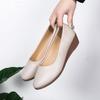 2024 Women's Slope Heel Shoes Soft Soled Soft Leather Shoes for Women Comfortable Flat Work Shoes Fashion Shallow Mouth Non-slip