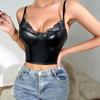 Sexy Women'S Vest Bra Black Strap V Neck Lace Crop Tops Tank Tops Camisole Europe America Sexy Leather Strap Seductive Slim Waistcoat