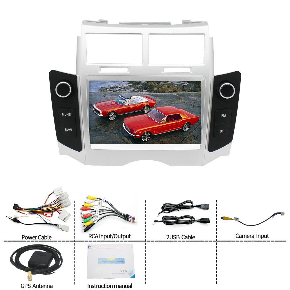 7-дюймовый автомобильный мультимедийный проигрыватель Android 13 GPS для Toyota Yaris 2008-2011 без DVD, беспроводной Carplay и Android Auto 4G WIFI BT5.0