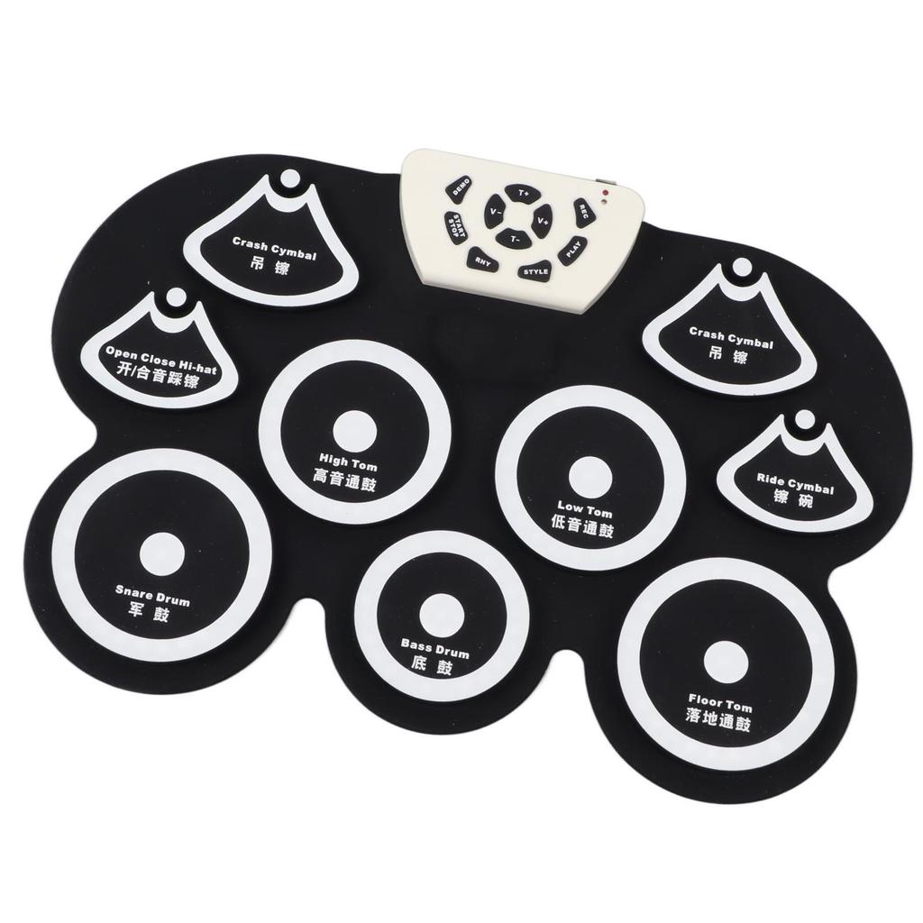 Детская электронная барабанная установка, водонепроницаемый мягкий силиконовый рулонный барабанный коврик с педалью