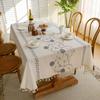 Cotton Linen Embroidered Tablecloth Dining Table French Vintage American Decor Rectangular Floral