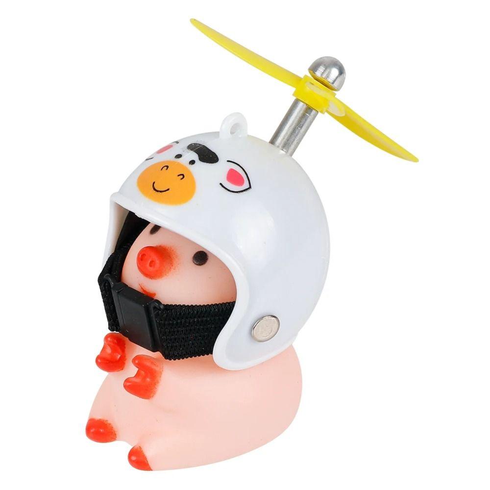 Propeller Little Pink Pig Ornaments Propeller Helmet Car Duck With Helmet  Motorcycle