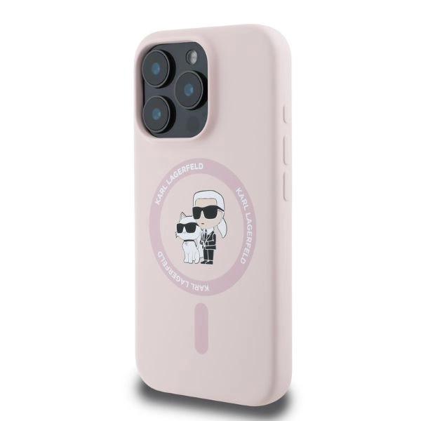 Etui Karl Lagerfeld Silicone Karl&Choupette Heads Magsafe Na Iphone 16 Pro Max - Różowe