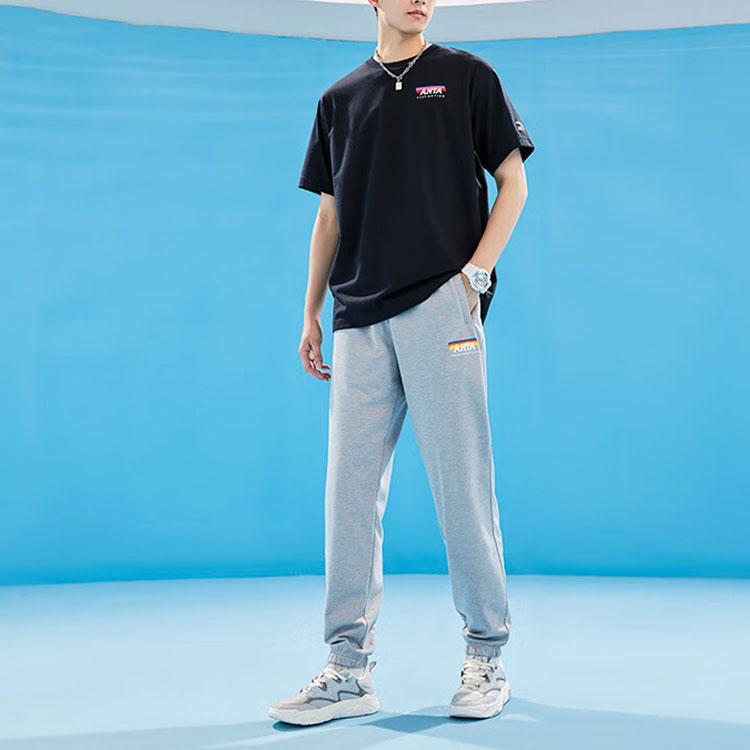 Anta Life Series Logo Print Повседневные трикотажные спортивные брюки мужские низы серые 152328311-1