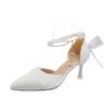Slim Heel Fairy Style Bow Temperament Fashion Pearl Lace-up Pointed High Heels Sandals Women 2025 New Korean Version