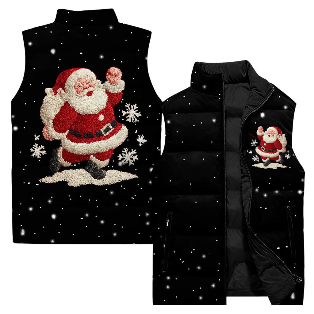 Ladies' Casual And Fashionable Sleeveless Vest Christmas Printed Cotton Jacket