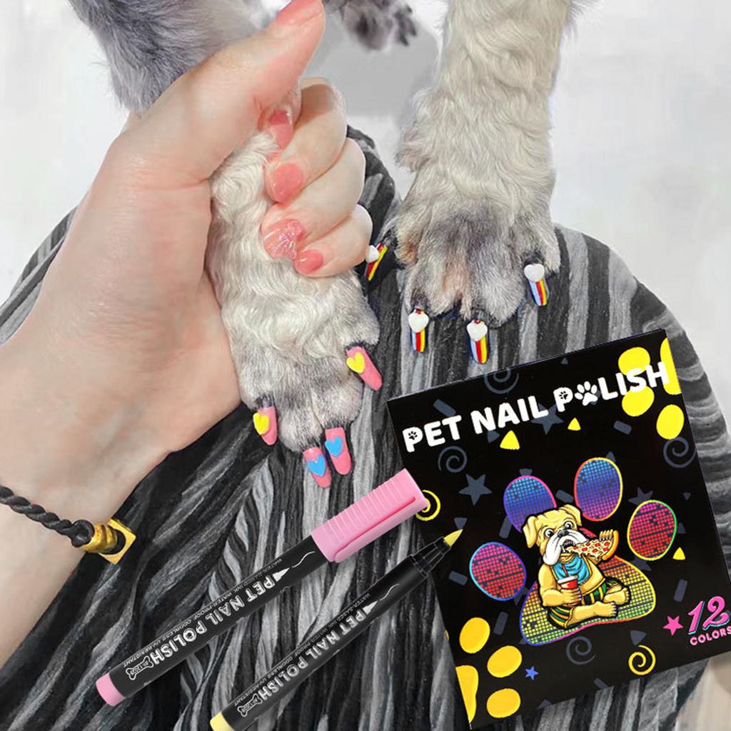 12 цветов набор ручек для лака для ногтей домашних животных лак для ногтей на водной основе быстросохнущий лак для ногтей для собак и кошек легко удаляется