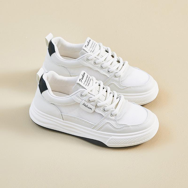 New Summer White Shoes for Female Students' Thick Sole Elevated Mesh Breathable Casual Shoes
