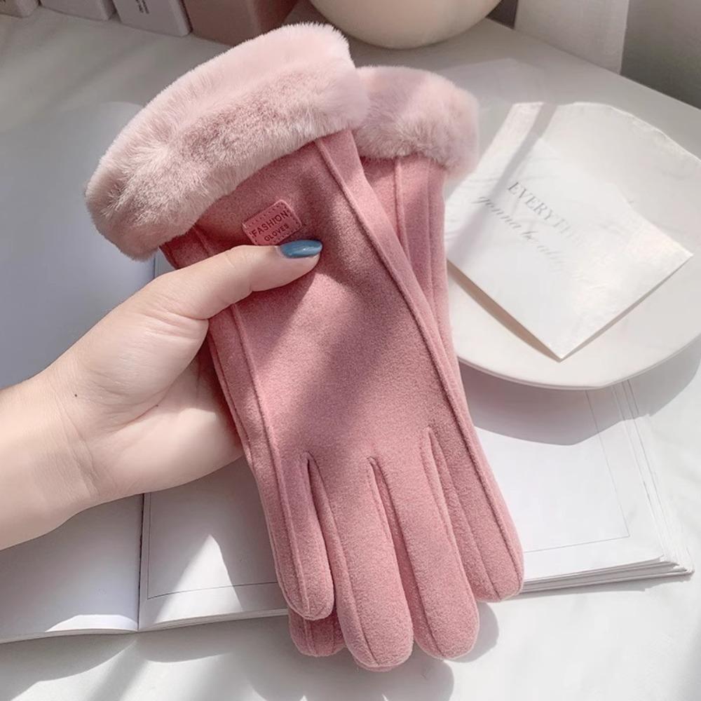 Thick Winter Gloves Velvet Women Mittens Skiing Plush Gloves  Girls