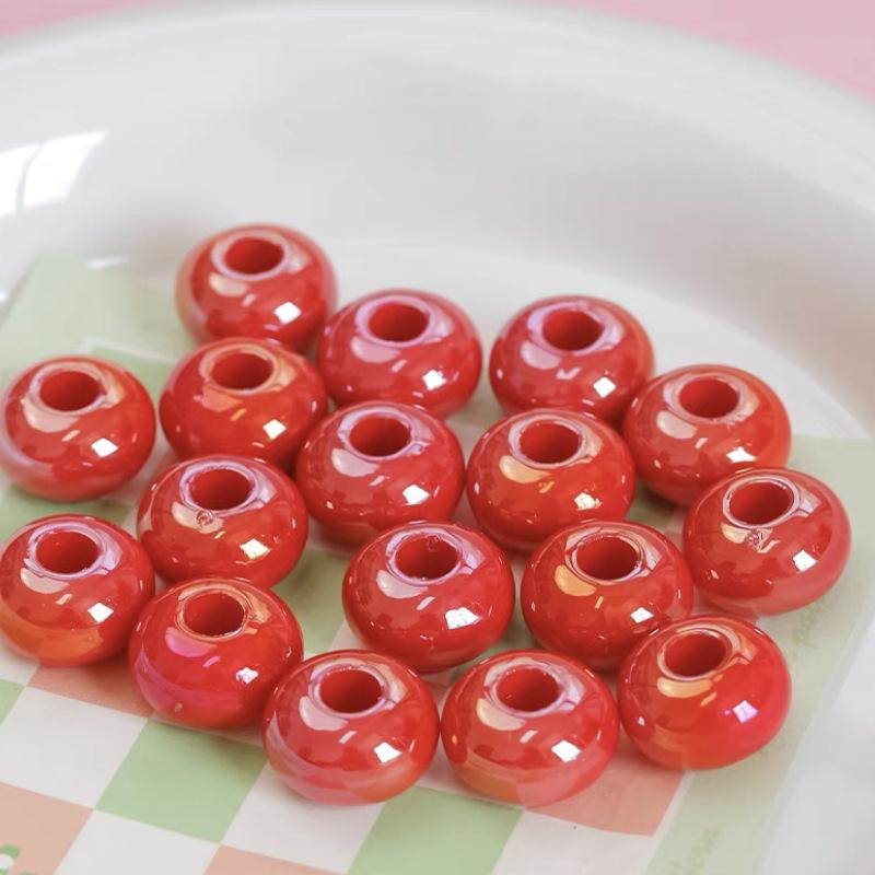 10 шт. 14 мм акриловые цветные счеты с большим отверстием, отдельные бусины, сделай сам, ручная работа, цепочка для мобильного телефона, аксессуары для волос, ожерелье, материал из бисера