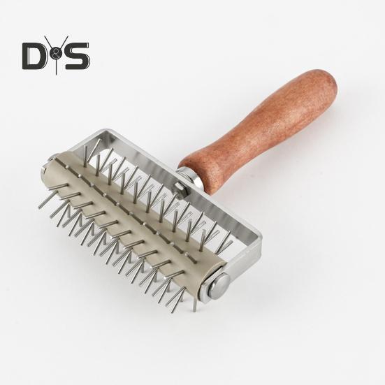 Non Stick Pizza Needle Roller Labor Saving Wood Tasty Bread Pastry Hole Puncher