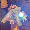 Cartoon Spaceman Keychain Sunset Light Glowing Keyring Women Space Astronaut Key Chain Bag Hanging Pendant