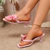 Fashion 2025 Summer Plus Size Women's Slippers Floral Thin Heel Flip-Flops Women's Wide Fit Light Weight Dressy Sandals High Heelzapatos