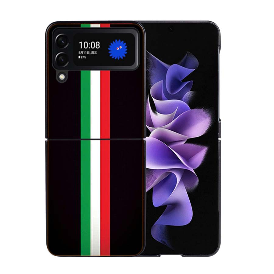 Italy Flag Coque Case For Samsung Galaxy Z Flip 7 6 Flip4 Flip5 Zflip3 Black Hard PC Phone Shell Protective Cover