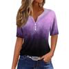Женская футболка Футболка Принт Пуговица Короткий рукав Повседневная Мода для выходных Базовая V-образный вырез Обычный топ
