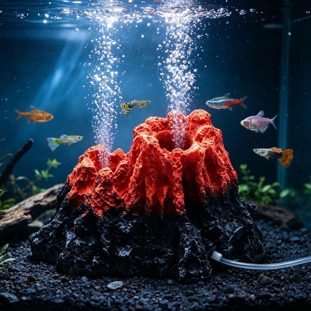 Natural Style Aquarium Volcano Ornament Fish Tank Air Pump Volcano Freshwater Fish Tank Layout