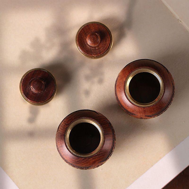 Натуральное дерево Форма лотоса Флакон для духов Благовония Расширяющийся Мини Сандаловое дерево Портативная Герметичная Банка Подвеска Контейнер Помандер