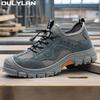 Oulylan  Steel Toe Anti Smash Safety Boots Fashion Work Sneakers Men Work  Indestructible Cowhide Safety Shoes Breathable Shoes