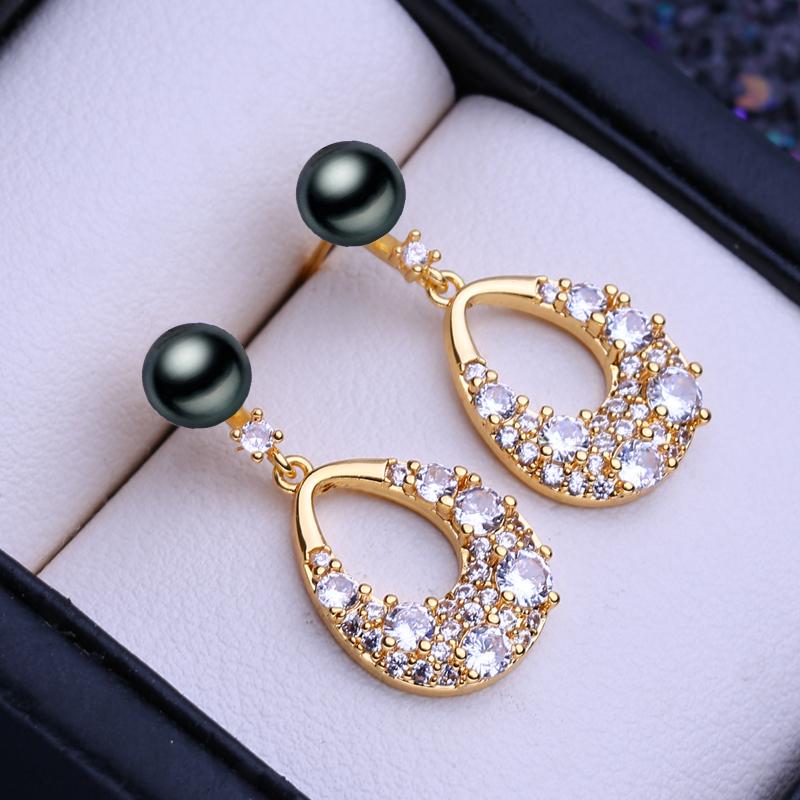 LSOOYH серьги-гвоздики из натурального пресноводного культивированного жемчуга для женщин и девочек, модные серьги-гвоздики с цирконием золотого цвета, свадебные украшения