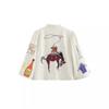 Spring and Autumn Cartoon Print Baseball Ladies Simple Round Neck Single Breasted Casual Long Sleeve Jacket New Coat