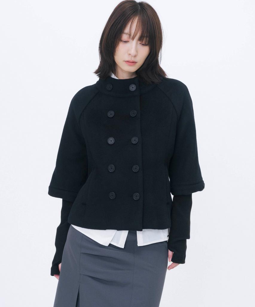 MISEKI SEOUL Double Button Layered Short Coat Black