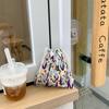Adorable Tulip Drawstring Storage Bag Trendy Canvas Makeup Organizer Small Tote