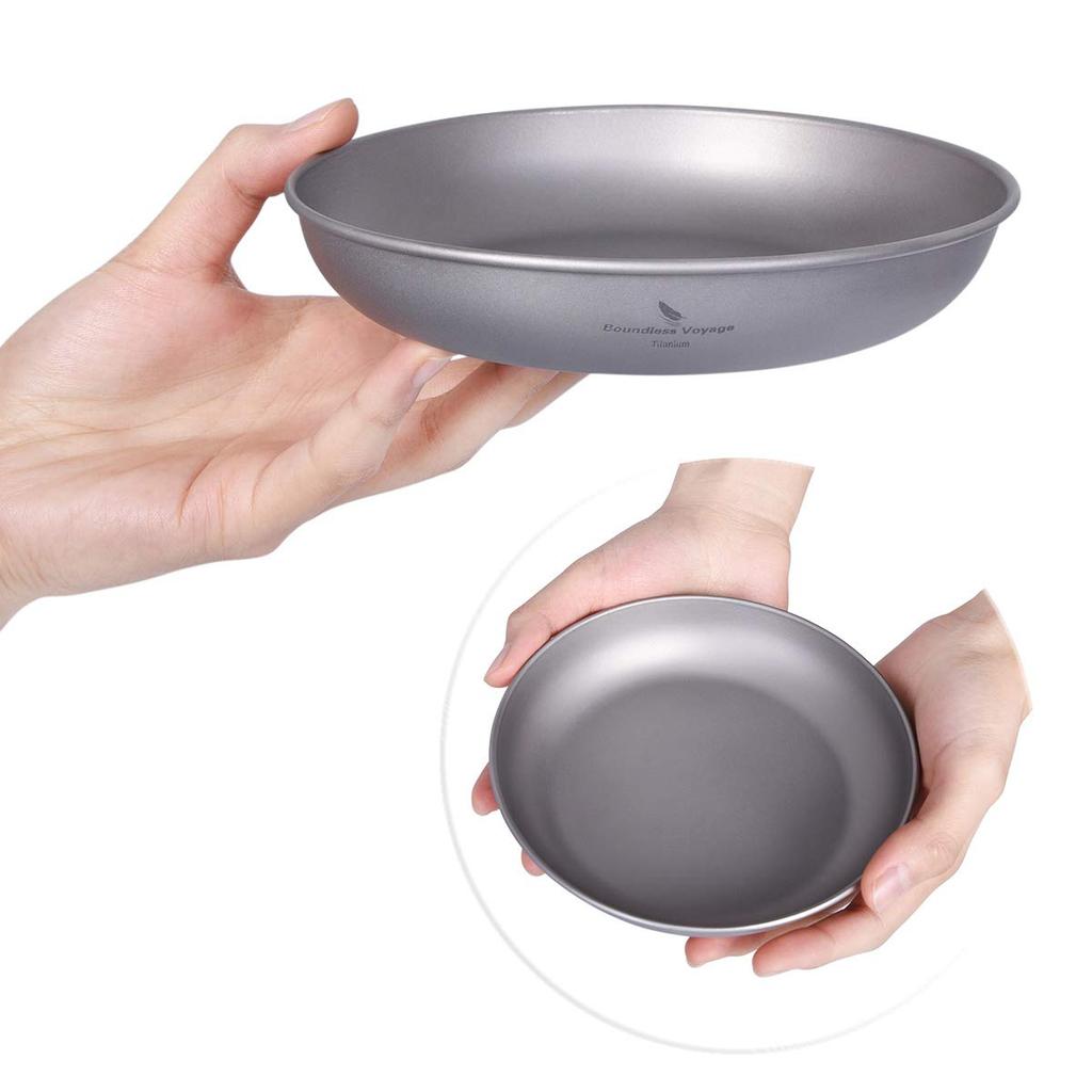 Boundless Voyage Titanium Round Plate, Unbreakable, Rust-Resistant, Lightweight, Pure Titanium, Dishwasher Safe, Perfect for Home, Outdoors, and