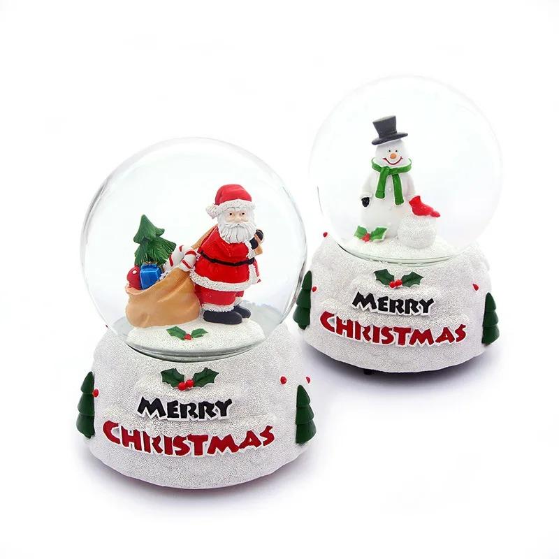 Cute Christmas Snow Globe Desktop Decor Creative Luminescence Snowman Statue Glass Crystal Ball Boys Girls Christmas Gift