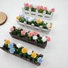 Miniature Rose Fence Flower Set: Figurine Photo Props & Mini Potted Plant for Balcony Partition Home Decor.