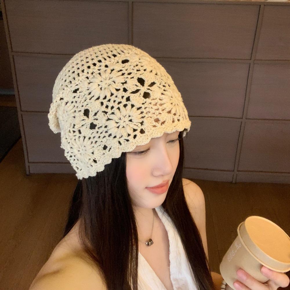 Bohemian Style Hollowed Out Beanie Cap Handmade Lace Woven Cap Cute Ethnic Style Hat  Outdoor