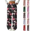 Женские повседневные модные брюки с принтом, эластичной талией, свободные, с прямыми штанинами, с веревкой