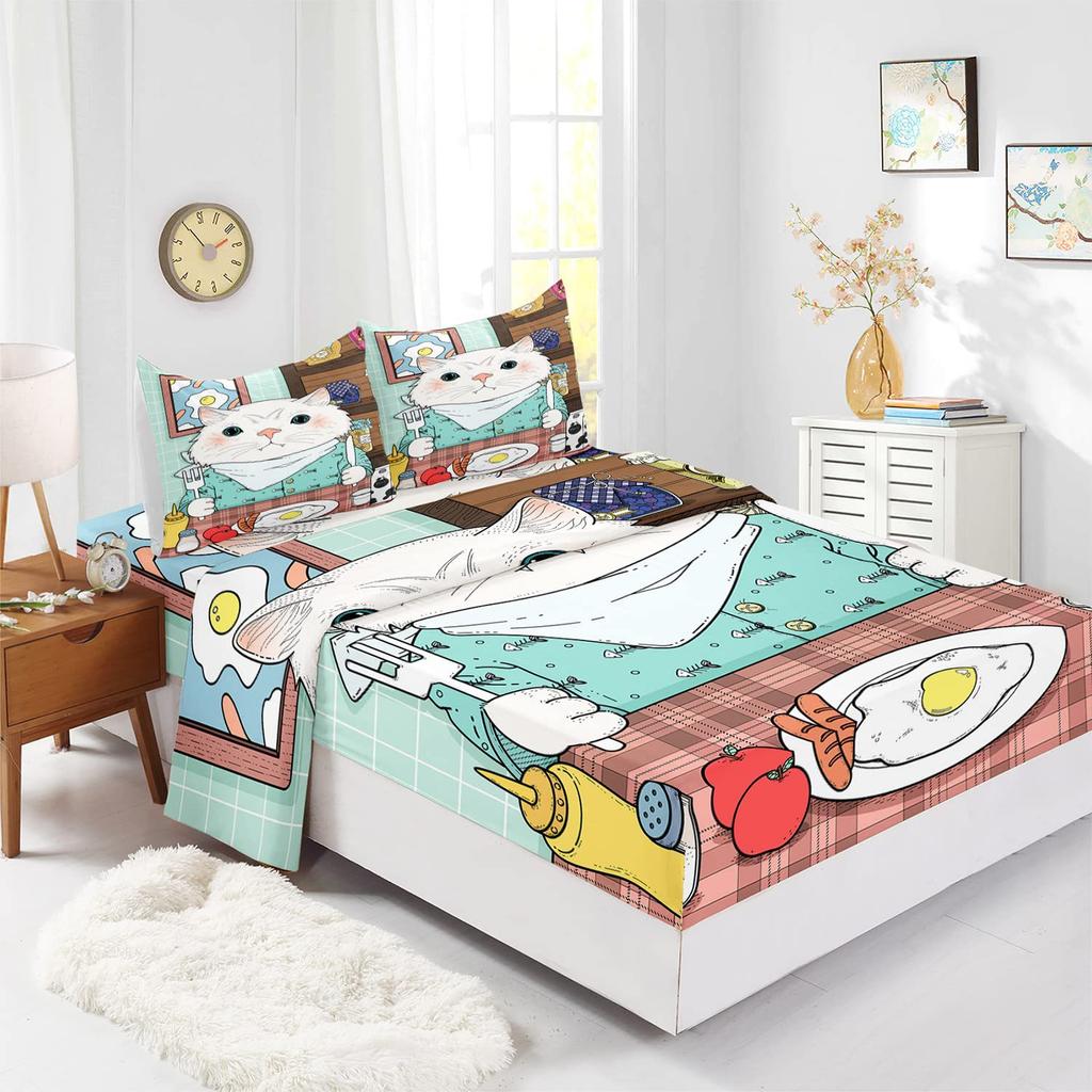Мультяшный животный узор маленький динозавр шапка на кровать комплект постельного белья из четырех предметов украшение для спальни общежития