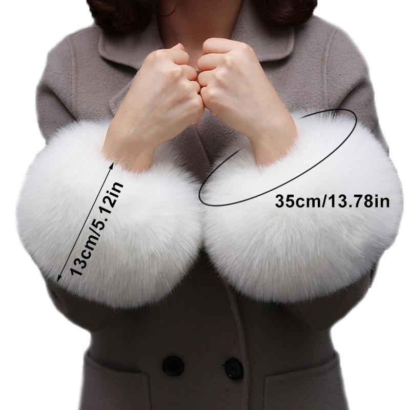 1Pair Sleeve Cover Thickened Insulation Hand Ring Faux Fur Sleeve Rabbit Like Sleeve Cover