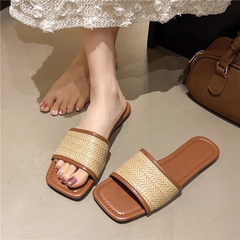 Fashion Summer Flat Sandals for Women Slippers Designer Beach Slipper Shoes Ladies Fashion Open Toe Non-Slip Outdoor Slides